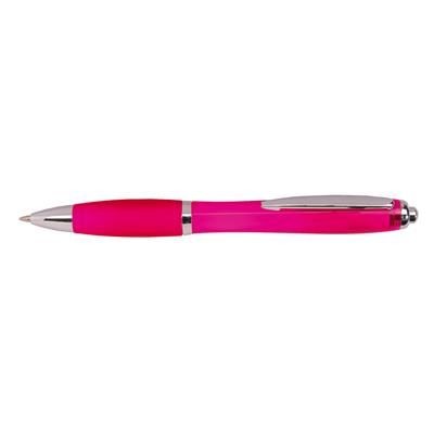 Branded Promotional SWAY BALL PEN in Translucent Magenta Pink Pen From Concept Incentives.