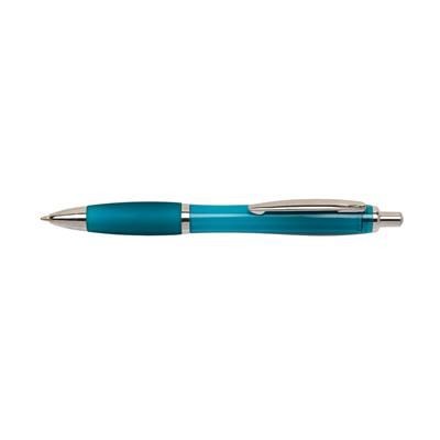 Branded Promotional SWAY PLASTIC BALL PEN in Petrol Pen From Concept Incentives.