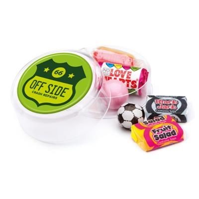 Branded Promotional MAXI ROUND RETRO SWEETS POT Sweets From Concept Incentives.