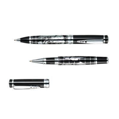 Branded Promotional INTERCONTINENTAL WRITING SET in Black & Silver Pen Set From Concept Incentives.