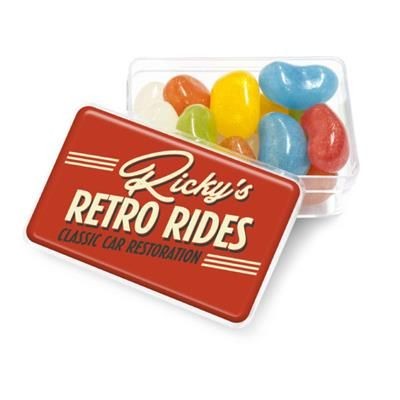 Branded Promotional MIDI RECTANGULAR JOLLY BEANS POT Sweets From Concept Incentives.