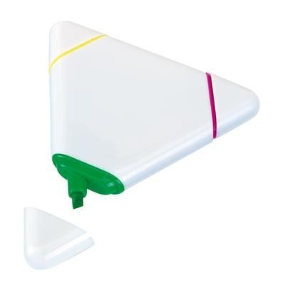 Branded Promotional TRIANGULAR THREE COLOUR HIGHLIGHTER PEN in White Highlighter Set From Concept Incentives.