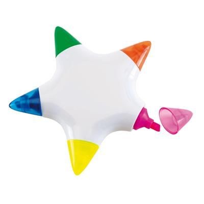 Branded Promotional STAR HIGHLIGHTER SET in White with 5 Colours Highlighter Set From Concept Incentives.