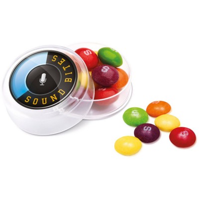 Branded Promotional MINI ROUND SKITTLES POT Sweets From Concept Incentives.