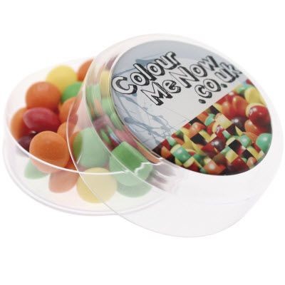 Branded Promotional MAXI ROUND SKITTLES POT Sweets From Concept Incentives.