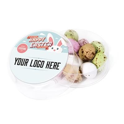 Branded Promotional MAXI ROUND SPECKLED CHOCOLATE MINI EGGS Chocolate From Concept Incentives.