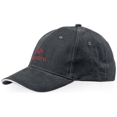 Branded Promotional CHALLENGE 6 PANEL SANDWICH CAP in Grey Baseball Cap From Concept Incentives.