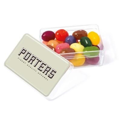 Branded Promotional MIDI RECTANGULAR GOURMET JELLY BEAN FACTORY POT Sweets From Concept Incentives.