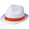 Branded Promotional TRILBY SET WH HAT OR RIBBON in White Solid-orange Hat From Concept Incentives.