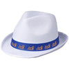 Branded Promotional TRILBY SET WH HAT BL RIBBON in White Solid-blue Hat From Concept Incentives.