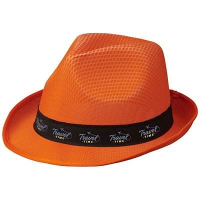 Branded Promotional TRILBY SET OR HAT BK RIBBON in Orange-black Solid Hat From Concept Incentives.