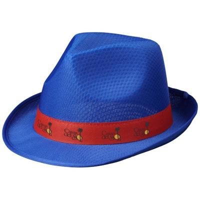 Branded Promotional TRILBY SET BL HAT WH RIBBON in Blue-white Solid Hat From Concept Incentives.