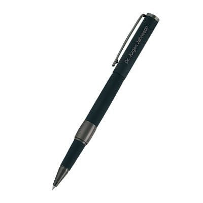 Branded Promotional SENATOR IMAGE BLACK SILVER CHROME & SOFT LACQUER METAL ROLLERBALL PEN Pen From Concept Incentives.