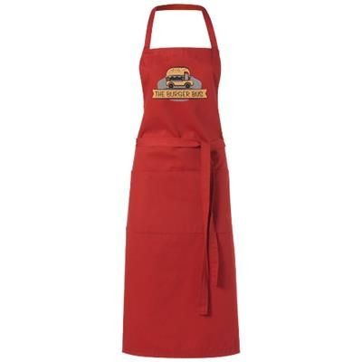 Branded Promotional VIERA APRON with 2 Pockets in Red Apron From Concept Incentives.