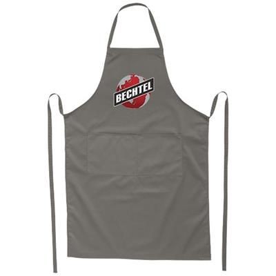 Branded Promotional VIERA APRON with 2 Pockets in Pale Grey Apron From Concept Incentives.