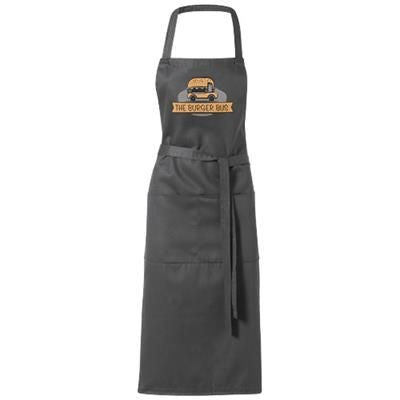 Branded Promotional VIERA APRON with 2 Pockets in Grey Apron From Concept Incentives.