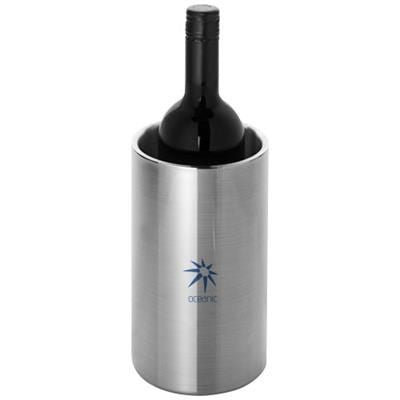 Branded Promotional CIELO DOUBLE-WALLED STAINLESS STEEL METAL WINE BOTTLE COOLER in Silver Bottle Cooler From Concept Incentives.