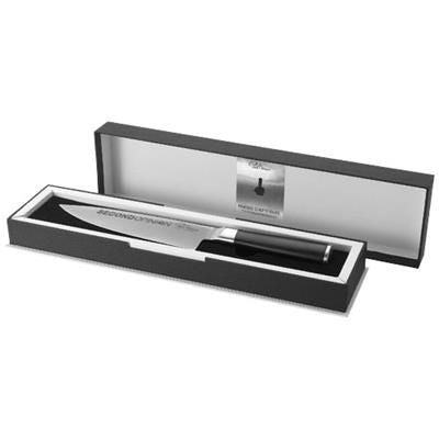 Branded Promotional FINESSE CHEF KNIFE in Black Solid-silver Knife From Concept Incentives.