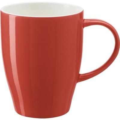 Branded Promotional BONE CHINA MUG in Red Mug From Concept Incentives.