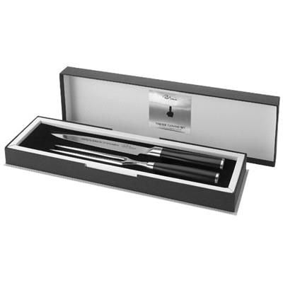 Branded Promotional FINESSE CARVING SET in Black Solid-silver Carving Knife Set From Concept Incentives.