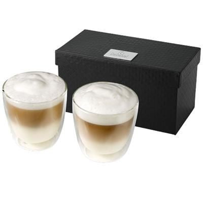 Branded Promotional BODA 2-PIECE GLASS COFFEE CUP SET in Clear Transparent Coffee Mug Set From Concept Incentives.