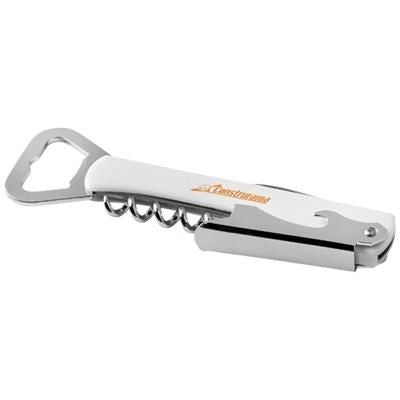 Branded Promotional MILO WAITRESS KNIFE in White Solid-silver Bottle Opener From Concept Incentives.