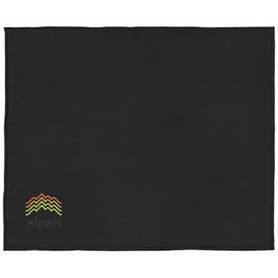 Branded Promotional SPRINGWOOD SOFT FLEECE AND SHERPA PLAID PICNIC BLANKET in Black Solid-off-white Blanket From Concept Incentives.