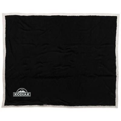 Branded Promotional LAUREN SHERPA FLEECE PLAID PICNIC BLANKET in Black Solid Blanket From Concept Incentives.