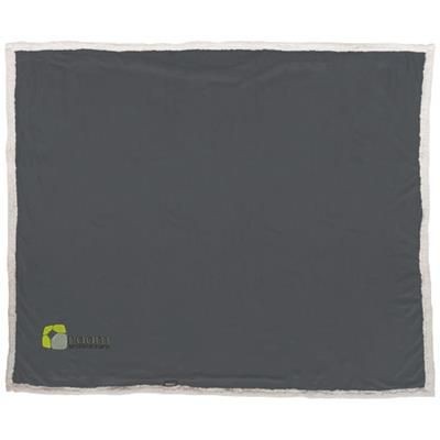 Branded Promotional LAUREN SHERPA FLEECE PLAID PICNIC BLANKET in Grey Blanket From Concept Incentives.