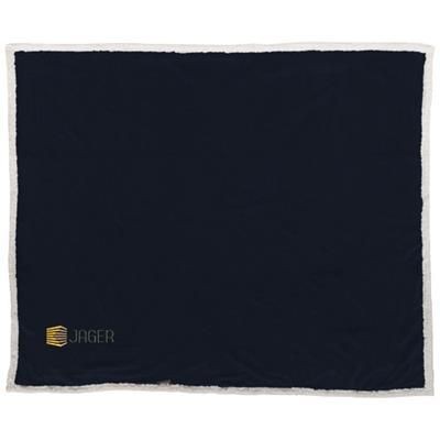 Branded Promotional LAUREN SHERPA FLEECE PLAID PICNIC BLANKET in Navy Blanket From Concept Incentives.