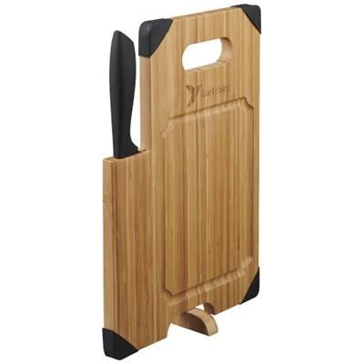 Branded Promotional AVERY BAMBOO CUTTING BOARD with Knife in Wood Chopping Board From Concept Incentives.