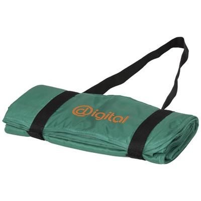 Branded Promotional ROLER PICNIC PLAID with Carrying Strap in Green Blanket From Concept Incentives.