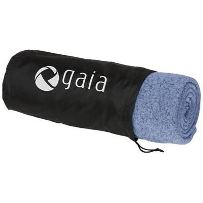 Branded Promotional PIM HEATHERED FLEECE PLAID PICNIC BLANKET in Blue Blanket From Concept Incentives.