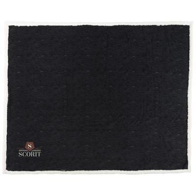 Branded Promotional SAM HEATHERED FLEECE PLAID PICNIC BLANKET in Black Solid Blanket From Concept Incentives.
