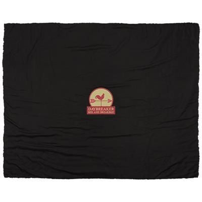 Branded Promotional FAR SHERPA PLAID PICNIC BLANKET in Black Solid Blanket From Concept Incentives.