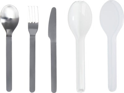 Branded Promotional ELLIPSE 3-PIECE CUTLERY SET in White from Concept Incentives
