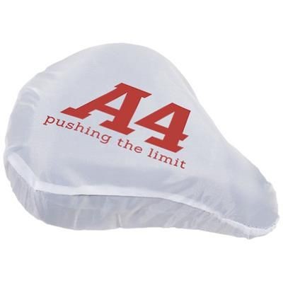 Branded Promotional MILLS BICYCLE SEAT COVER in White Solid Bicycle Seat Cover From Concept Incentives.