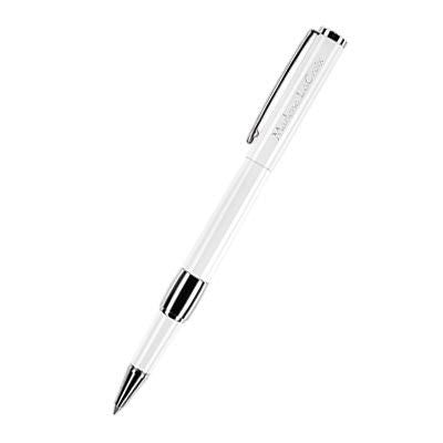 Branded Promotional SENATOR IMAGE WHITE SILVER CHROME & GLOSS METAL ROLLERBALL PEN Pen From Concept Incentives.