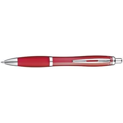 Branded Promotional CLEAR TRANSPARENT BALL PEN with Rubber Grip in Burgundy Pen From Concept Incentives.