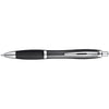 Branded Promotional CLEAR TRANSPARENT BALL PEN with Rubber Grip in Black Pen From Concept Incentives.