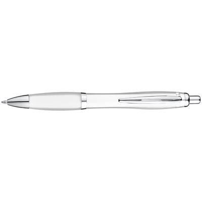 Branded Promotional CLEAR TRANSPARENT BALL PEN with Rubber Grip in White Pen From Concept Incentives.