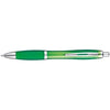 Branded Promotional CLEAR TRANSPARENT BALL PEN with Rubber Grip in Green Pen From Concept Incentives.