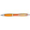 Branded Promotional CLEAR TRANSPARENT BALL PEN with Rubber Grip in Orange Pen From Concept Incentives.