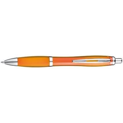 Branded Promotional CLEAR TRANSPARENT BALL PEN with Rubber Grip in Orange Pen From Concept Incentives.