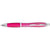 Branded Promotional CLEAR TRANSPARENT BALL PEN with Rubber Grip in Pink Pen From Concept Incentives.