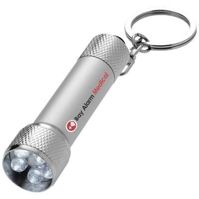 Branded Promotional DRACO LED KEYRING CHAIN LIGHT in Silver Torch From Concept Incentives.