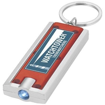 Branded Promotional CASTOR LED KEYRING CHAIN LIGHT in Red-silver Keyring From Concept Incentives.