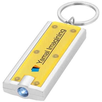 Branded Promotional CASTOR LED KEYRING CHAIN LIGHT in Yellow Torch From Concept Incentives.