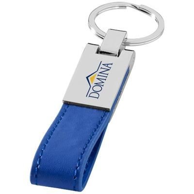 Branded Promotional CORSA STRAP KEYRING CHAIN in Blue-silver Keyring From Concept Incentives.