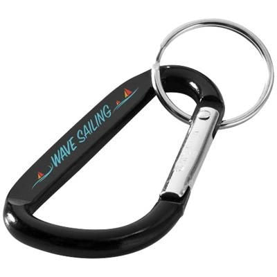 Branded Promotional TIMOR CARABINER KEYRING CHAIN in Black Solid Keyring From Concept Incentives.